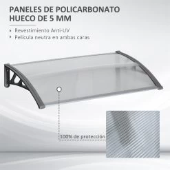 Outsunny Tejadillo De Protección 110x60 Cm Marquesina Exterior Para Puertas Y Ventanas Contra Sol Y Lluvia Con Soporte De PP Policarbonato Transparente -Tienda de muebles de jardín aed732de67636f10969d1eeeefe5e36df93e6a66 dfb105de8f19487490f8fccdf85112f4