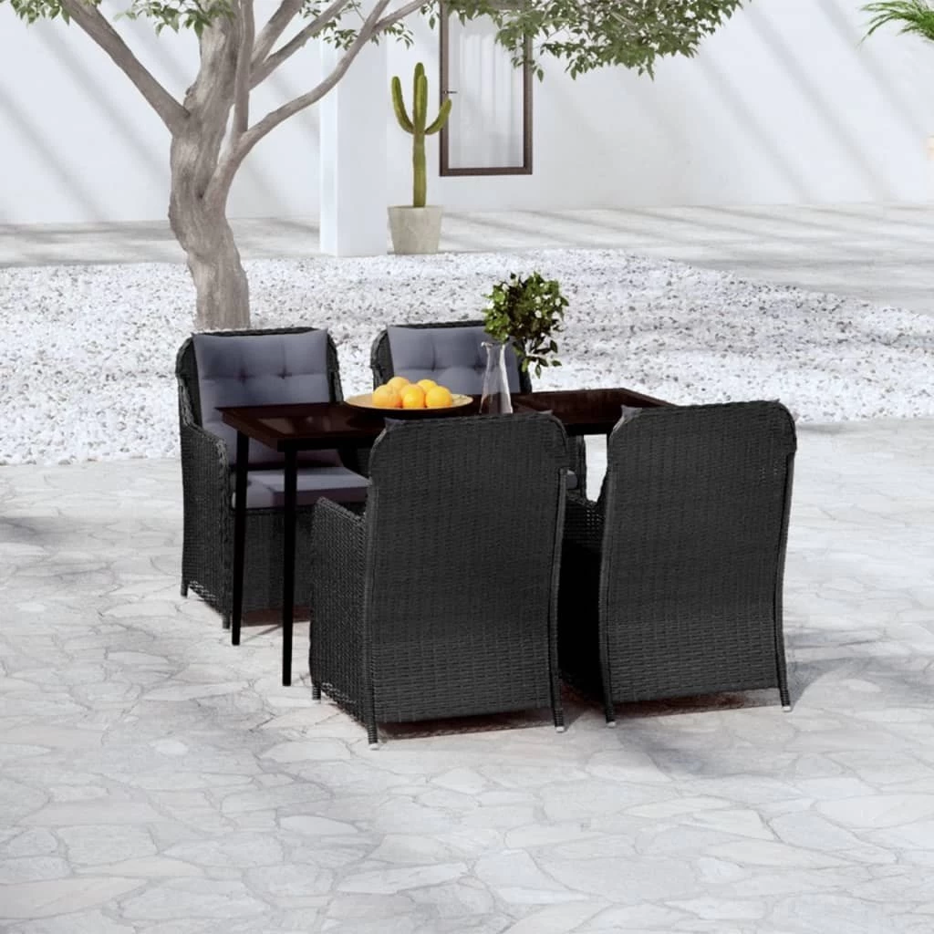 Juego De Comedor Para Jardín 5 Piezas Negro VidaXL 5 Juego De Comedor Para Jardín 5 Piezas Negro VidaXL - Imagen 3