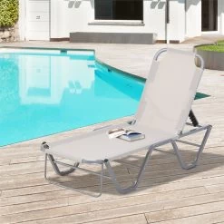 Outsunny Tumbona De Jardín Con Respaldo Ajustable En 5 Posiciones De Aluminio Y Texteline Para Terraza Patio Exterior 163x58,5x91 Cm Beige -Tienda de muebles de jardín afa3eed8ca57824bb7db7d5d233a3b96fe1ce146 ce463474be594df5bfe9b552027f439c