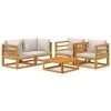 Set Muebles De Jardín 5 Pzas Madera Maciza Y Cojines Gris Claro VidaXL