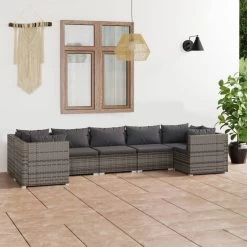 Set De Muebles De Jardín 7 Pzas Y Cojines Ratán Sintético Gris VidaXL -Tienda de muebles de jardín b2468759033d35f46dfd70e3c3c24dba85fcc6e3 8d908527f9114202b32932d3c371f4d8