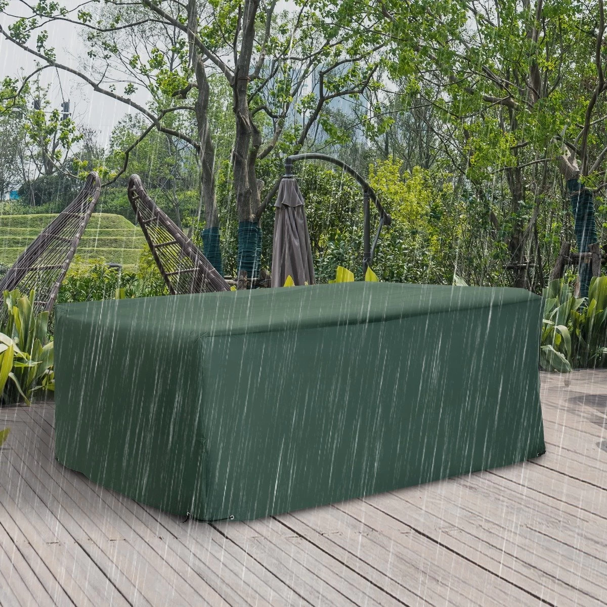 Outsunny Funda Para Muebles De Jardín 245x165x55 Cm Cubierta De Protección De Exterior Con Ojales De Aluminio Y Tela Oxford Impermeable Para Terraza Patio Balcón Verde 9 Outsunny Funda Para Muebles De Jardín 245x165x55 Cm Cubierta De Protección De Exterior Con Ojales De Aluminio Y Tela Oxford Impermeable Para Terraza Patio Balcón Verde - Imagen 7