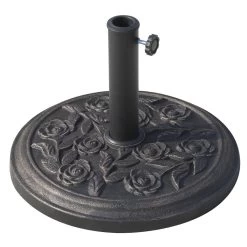 Outsunny Base Para Sombrilla De Jardín Peso Neto 9 Kg Soporte De Parasol Redondo De Resina Para Postes De 38mm/48mm Decorativo Para Terraza Patio Exterior Ø45,5x31 Cm Bronce
