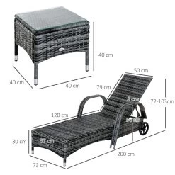 Outsunny Set De 2 Tumbonas Chaise Longue + 1 Mesa De Ratan Para Jardín O Terraza Sillas Con Cojín Y Respaldo Ajustable A 5 Niveles (Gris) -Tienda de muebles de jardín b49720022c2ef1fb6653f0c99a86e369d948cb22 ba479c2436174901890ee314f05fc5f2