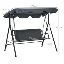 Outsunny Columpio Balancín De Jardín Exterior De 3 Plazas Con Cojín Techo Ajustable Y Marco De Acero Para Balcón Terraza Patio Carga Máx. 200 Kg 172x110x153 Cm Gris -Tienda de muebles de jardín b5f360a13464b564d31fd961bcfb1266b08bffb6 2006653954e44b239b56868b3978bbd2