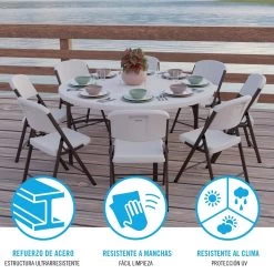 Mesa Redonda Patas Plegables Crema LIFETIME Ø152 X 74 Cm -Tienda de muebles de jardín b789dc3397790fcd52b0f88114f4576a83f5b8f6 0f9182703992440da6ca382bf0cc3e0e