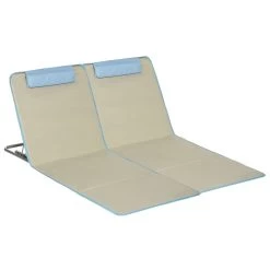 Outsunny Set De 2 Esteras De Playa Plegables 124x53x50 Cm Con Respaldo Ajustable Y Reposacabezas Esterillas De Playa Tela Oxford Acero Con Bolsa De Transporte Beige