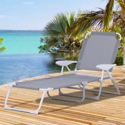 Outsunny Tumbona Reclinable Y Plegable De Jardín Con Respaldo Ajustable En 4 Posiciones Marco De Metal Texteline Transpirable 160x66x80 Cm Gris -Tienda de muebles de jardín b874801f08259c761abc1aa9131544939eaf17c1 9a7d70a7670b4a0eb9abfcdefbf8390e
