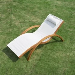 Outsunny Tumbona Tipo Hamaca Para Jardín Terraza Playa Piscina O Patio 161x72x68 Cm Color Blanco Hecha De Madera Malla Y Texteline Con Almohadilla -Tienda de muebles de jardín ba4e51401ce50f176e8cfb38212c0379df351ddb c12c97ea9597418a86c13345c11a0033