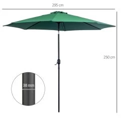 Outsunny Sombrilla De Jardín Ø295x250 Cm Con Manivela Parasol Exterior Con Mecanismo De Inclinación Y Poste Desmontable De Metal Para Terraza Piscina Patio Verde -Tienda de muebles de jardín ba91a51755c7d97963c362cdbc196b2ccc500eb8 383491428bab43afb713d56ac7940eee