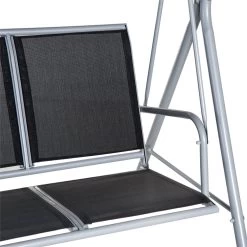 Outsunny Columpio Balancín Jardín De 3 Plazas Con Toldo Ajustable Respaldo Transpirable Y Marco De Metal Para Terraza Balcón Exterior Carga 240 Kg 171x108x154 Cm Negro -Tienda de muebles de jardín bb03fee50014f5cd57dc0c9509fad625be6ab367 9a5373f3e87947a2be3667804d95bb6b