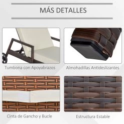 Outsunny Conjunto De 2 Tumbonas De Ratán De Jardín Con Cojines Acolchados Respaldo Ajustable En 5 Posiciones 2 Ruedas Y Tela Extraíble Lavable 67x196x51 Cm Crema -Tienda de muebles de jardín bb1726e1162a126728e2c0d9ff239c49f9231c9b 268ab1e9c51e45ad9855237503eee640