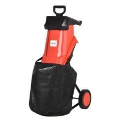 Outsunny Trituradora De Jardín 2500W Con 2 Cuchillas De Volteo Hasta Ø40 Mm De Ramas Bolsa De Recolección De 50L Y Ruedas Para Malas Hierbas 52x39x89 Cm Negro Y Rojo