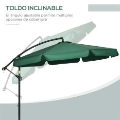 Outsunny Sombrilla De Jardín Ø293x240 Cm Parasol Excéntrico Con Rotación De 360° Manivela Base Cruzada Y Soporte De Acero Para Terraza Patio Balcón Verde -Tienda de muebles de jardín bdaadec01c0d7c5e2af723607af19a6241740937 d691a990ec6d437d944d2d4893f2cc67