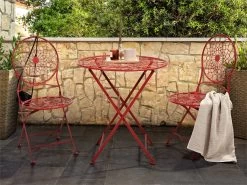 Mesa De Balcón De Metal Rojo ø 70 Cm SCARIO