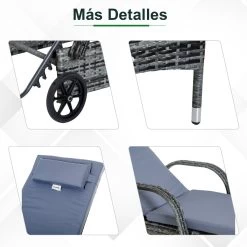 Outsunny Set De 2 Tumbonas Chaise Longue + 1 Mesa De Ratan Para Jardín O Terraza Sillas Con Cojín Y Respaldo Ajustable A 5 Niveles (Gris) -Tienda de muebles de jardín be93b3d40bc43c3425a46028a50cdcb611aaf591 0644d66c77b14266ad74ce724c960e96