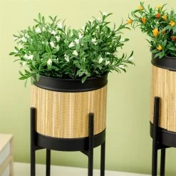 Outsunny Juego De 2 Soportes Para Plantas De Metal Cubierta De Totora Soportes Para Macetas Maceteros Redondos Para Salón Cocina Dormitorio Ø16x30 Cm Y Ø14x25,5 Cm Negro -Tienda de muebles de jardín bf972b73440519e1a7cec816f01620e52d0afddd 72de263da96740c89f0dfdf6c393b6dd
