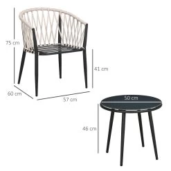 Outsunny Conjunto De Muebles De Jardín 3 Piezas Juego De Muebles De Terraza Incluye Mesa Con Encimera De Vidrio Templado Y 2 Sillones Con Cojines Reposabrazos De Cuerda Polipropileno Gris -Tienda de muebles de jardín c094a9f2c38807b95fbe4912c47227a3bae45b99 ef0886134c21422497c3321d4e1a201f