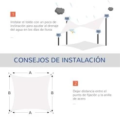 Outsunny Toldo Vela Rectángulo 4x6m Toldo Parasol Vela De Sombra Protección UV Poliéster Para Patio Terraza Jardín -Tienda de muebles de jardín c09f94b64233dc515ef8f9df25eb10bf4e5ec969 4b2cc9ee44ab48bb97e5b2485ef01d4f