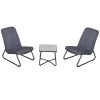 Outsunny Conjunto De Muebles De Jardín 3 Piezas Juego De 2 Sillas Y Mesa Con Encimera De Cristal Templado Efecto Mármol Terraza Piscina 53,5x80,5x76 Cm Gris