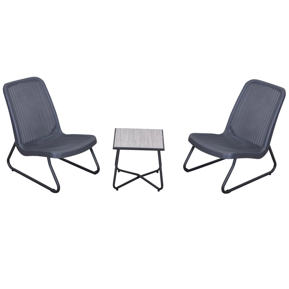 Outsunny Conjunto De Muebles De Jardín 3 Piezas Juego De 2 Sillas Y Mesa Con Encimera De Cristal Templado Efecto Mármol Terraza Piscina 53,5x80,5x76 Cm Gris 3 Outsunny Conjunto De Muebles De Jardín 3 Piezas Juego De 2 Sillas Y Mesa Con Encimera De Cristal Templado Efecto Mármol Terraza Piscina 53,5x80,5x76 Cm Gris
