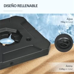 Outsunny 2 Pesos Para Base De Sombrilla Rellenable De Arena 110 Kg O Agua 70 Kg Para Base Cruzada De Parasol Sombrilla Cantilever Para Jardín Terraza Exterior 88,5x88,5x12 Cm Negro -Tienda de muebles de jardín c1803dd6e9681fd1eb11258e4af32e2bf79f96dd 7d78a74002584366989d29708506078b