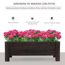 Outsunny Huerto Urbano Jardinera Macetero De Madera Arriate De Jardín Rectangular Con Patas Para Flores Plantas Cultivos 100x36,5x36 Cm Marrón -Tienda de muebles de jardín c1c8b0f648d963c966ac30d17d5dcc82f5f0041e 5aae4b455a334b3a95866c4d226edfd9