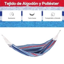 Outsunny Hamaca De Algodón Para Jardín 210x150 Cm Hamaca Colgante Portátil Carga Máx. 180 Kg Para Acampar Piscina Camping Rayas Azul Y Rojo 15 Outsunny Hamaca De Algodón Para Jardín 210x150 Cm Hamaca Colgante Portátil Carga Máx. 180 Kg Para Acampar Piscina Camping Rayas Azul Y Rojo -Tienda de muebles de jardín c2066c90032b22198498807fe25e073ed97cf36d e09d13e0949f496abf9d9f6eaf58f8e4