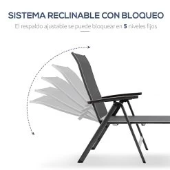 Outsunny Tumbona De Jardín Relinable Tumbona Plegable De Aluminio Con Respaldo Ajustable En 5 Posiciones Para Terraza Piscina Exterior Carga Máx. 150 Kg 69x140x107 Cm Gris -Tienda de muebles de jardín c2228f39ce5b37c6966787c82c294339b097ac63 bf75d1743e124e18a7ac9b23f86fd05d