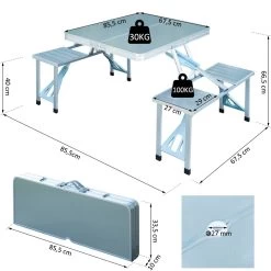 Outsunny Mesa Maleta De Camping Plegable Portátil Con 4 Asientos Y Agujero Para Sombrilla Estructura De Aluminio Para Playa Picnic 136x85,5x66 Cm Plata -Tienda de muebles de jardín c362b41026620726fabc4cd779d7a38b254b40ea 13aacc7f11fd4031856f1fb14381a2ec
