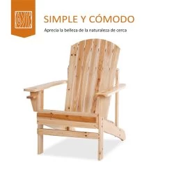 Outsunny Silla Adirondack De Madera Silla De Jardín Con Reposabrazos Y Respaldo Alto Para Terraza Balcón Exterior 72,5x97x93 Cm Natural -Tienda de muebles de jardín c3910430438ab6d2138334704b2ecd280c0309e7 96b26bc82fe944538713fd4720d5d123