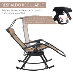 Outsunny Silla Mecedora De Jardín Plegable Tumbona Reclinable Con Techo Protección Solar Reposacabezas Extraíble Y Reposapiés Estructura De Acero 120x67x102 Cm Beige -Tienda de muebles de jardín c3c6c925caf9256c032d63788c7dd19c584042ca 726dedbfb2ce4fe8a41193204b2fa6ee