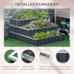 Outsunny Huerto Urbano De 3 Niveles De Jardín Acero 118x118x62 Cm Arriate De Escalera Para Cultivos Plantas Flores Para Terraza Exterior Gris -Tienda de muebles de jardín c3fa398bef96fafc630019891d9a526113f67e07 5e4cdf2eb00b490e97e5c5f261cea861