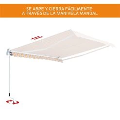 Outsunny Toldo Retráctil Con Manivela Toldo De 300x250cm Con Brazo Articulado De Aluminio Y Poliéster 280g/m² Rayas Naranja Beige Y Blanco -Tienda de muebles de jardín c4073007b731137044eb4ed0bb89276ccba16e48 e73e93ba7b4b450da6154c822084ff10