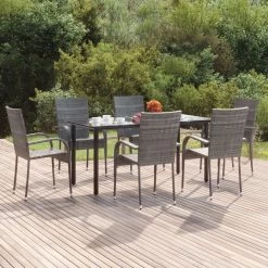 Juego De Comedor De Jardín 7 Piezas Ratán Sintético Gris VidaXL -Tienda de muebles de jardín c4958268c79b10b333e617919a0f8081aa00d4f0 f996e308f06c459193f566d55a662844
