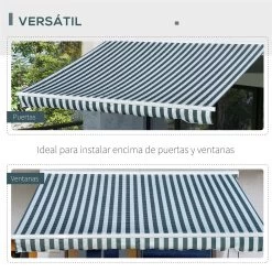 Outsunny Toldo Eléctrico Retráctil Con Función Manual Con Manivela Y Mando A Distancia 300x250 Cm Para Ventanas Puertas De Rayas Verde Y Blanco -Tienda de muebles de jardín c52ba69901177a9f6cbf72153946eb6749efc3d3 af9eb41c8d1e42038c332fee61a64069