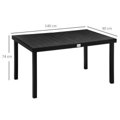 Outsunny Mesa De Jardín Rectangular Para 6 Personas Mesa De Comedor Exterior 140x90x74 Cm Con Encimera De Listones Y Estructura De Aluminio Para Terraza Balcón Negro -Tienda de muebles de jardín c64e348a56122e9ed7e70dc7e48b2786fdc18c85 f4f0605c6cd54e1f8dd2404721f81ee2