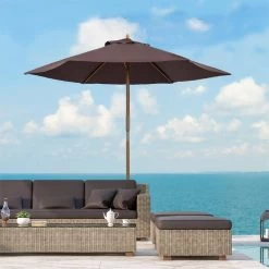 Outsunny Sombrilla Parasol De Madera Ø250x230cm Para Exterior Con 6 Varillas Sistema De Cuerda Con Fijación Desmontable Portátil Fácil De Guardar Y Transportar Café -Tienda de muebles de jardín c7593f51e0ee380e608c6676fe056d56e2c11df5 1a4d04601d76492a94b1c67cd5098a74