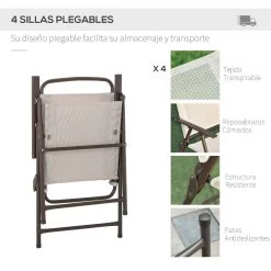 Outsunny Conjunto De Muebles Para Jardín Con 4 Sillas 1 Mesa Y 1 Parasol Texteline Aluminio Y Poliéster Beige -Tienda de muebles de jardín c7d447e76847b4e9a02739e96885ba5faa60504a d492b99083cc4e5480626715e64c62f0