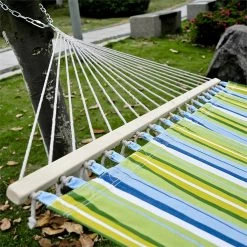 Outsunny Hamaca Colgante De Jardín Para 2 Personas Hamaca Ecológico Para Camping Con Almohada Carga De 180 Kg Rayas Azules Y Verdes 3,4x1,4m -Tienda de muebles de jardín c8b9c21f818beb99d7b356f59c4026d5a6fe497d 9648c8f685e44e11a7ac3866373dbe75