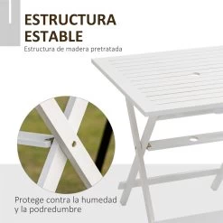Outsunny Mesa De Jardín Plegable De Madera Maciza Con Agujero Para Sombrilla Mesa Cuadrada De Exterior Para Camping Viaje Picnic Terraza Balcón 70x70x70 Cm Blanco -Tienda de muebles de jardín c999ad0242eb93399ad6b25c1172115f50c838fd e3e10f8fc95142939c23fade76ed20da