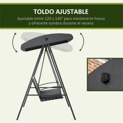 Outsunny Columpio De Jardín De 3 Plazas Silla Balancín Con Toldo Inclinable Cojín Extraíble Y Marco De Acero Para Terraza Piscina Patio Carga 360 Kg 210x128x184 Cm Gris Oscuro -Tienda de muebles de jardín c9ab5ad521833435dd02b6ad2759598e9e969165 b571deaff0554b5d9c1b00951a6d1dbd