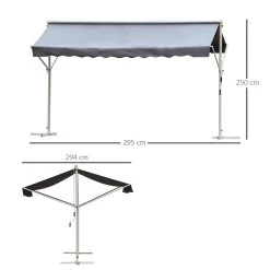Outsunny Toldo De Pie Independiente 300x295x260 Cm Con Manivela Doble Cara Ángulo Ajustable Portátil Protección Solar Para Jardín Terraza Patio Gris -Tienda de muebles de jardín c9e15858f5cee1f320bdb0110c2f1a70c91fbfb9 60e5630ae050427eb8bb11247f416927