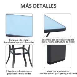 Outsunny Mesa Auxiliar De Cristal Templado Cuadrada Bordes Redondeados Mesita Cafépara Patio Terraza Balcón Negro Y Transparente 68,5x68,5x84 Cm -Tienda de muebles de jardín c9ee7db70550ef82db7fa8041ac53a6d8f77156c 74a5dad800ee44ae93e0f5721bcb9ae0