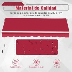 Outsunny Toldo Manual 395x245 Cm Toldo Para Patio Balcón Terraza Y Jardín Con Brazo Articulado De Aluminio Y Tela De Poliéster De 280g/m2 (Rojo) -Tienda de muebles de jardín ca1fbd36e8643c68a6a73ab53a3f5f6300025332 1858419855f346c8a3f435ea70866681