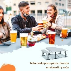 Outsunny Conjunto Mesa Y 2 Bancos Plegables De Jardín Muebles Para Camping Picnic Mesa De 103x63x76 Cm Y Asiento De 84,5x20x40 Cm Blanco -Tienda de muebles de jardín ca9a0b98f08f11c4f294bf0178958e1381c6260e c97d978bacff4c26b0dbd197cede459e