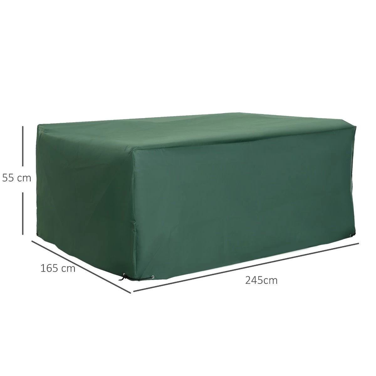 Outsunny Funda Para Muebles De Jardín 245x165x55 Cm Cubierta De Protección De Exterior Con Ojales De Aluminio Y Tela Oxford Impermeable Para Terraza Patio Balcón Verde 5 Outsunny Funda Para Muebles De Jardín 245x165x55 Cm Cubierta De Protección De Exterior Con Ojales De Aluminio Y Tela Oxford Impermeable Para Terraza Patio Balcón Verde - Imagen 3