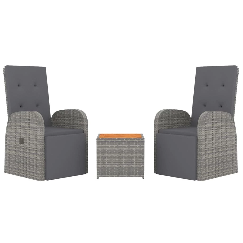 Juego Muebles Jardín 3 Pzas Madera Acacia Ratán Sintético Gris VidaXL 4 Juego Muebles Jardín 3 Pzas Madera Acacia Ratán Sintético Gris VidaXL - Imagen 2