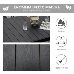 Outsunny Mesa De Jardín Rectangular Para 6 Personas Mesa De Comedor Exterior 140x90x74 Cm Con Encimera De Listones Y Estructura De Aluminio Para Terraza Balcón Negro -Tienda de muebles de jardín cd50a2ef826ac5e37f721345b45244d8cb135e88 d38cecdb78924bef95aed1d2f091f281