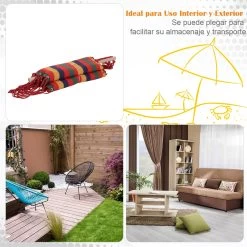 Outsunny Silla Hamaca Colgante Tejido De Algodón Poliéster Carga 100 Kg Sillón Colgante Para Interior Exterior Terraza 100x60x100 Cm Multicolor -Tienda de muebles de jardín cdd19894a87b8090270a73e37e5061e7b2b2034b c25078732d7d48fe8b7864b10c48b8ce